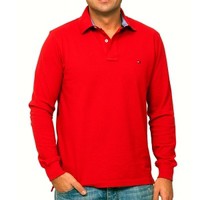 Polo para Hombres Manga Larga Cuello Redondo con Abertura Delantera